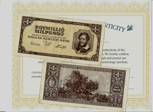 Hungary 1,000,000,000,000 TRILLION Pengo P-128 1946 Used World Currency Note COA
