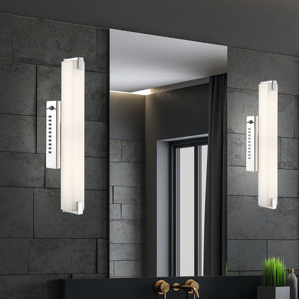 Treppenhausleuchte Wandlampe Wohnzimmerleuchte Led Chrom Glas Schlafzimmer 2X-image