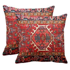 Throw Pillow Covers, Aztec Kilim Home Art Decor, 18 x 18 Inches Set of 2 Cush...