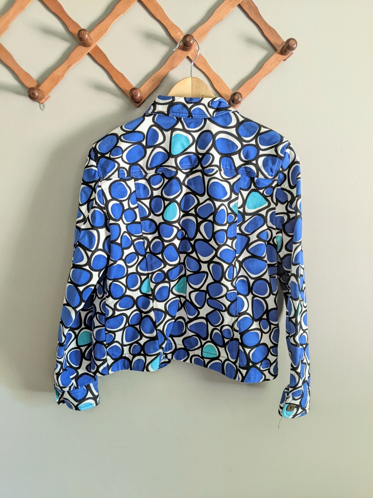 RUBY RD Jacket Bright Blue Circle Mod Pattern Poc… - image 2