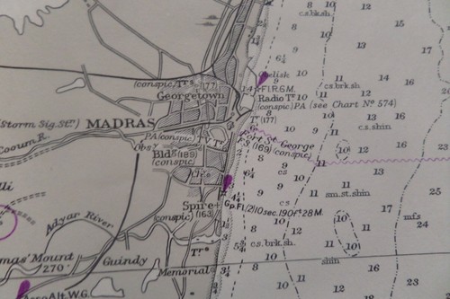 VINTAGE ADMIRALTY CHART MADRAS TO RAMAYAPTNAM - Picture 2 of 9
