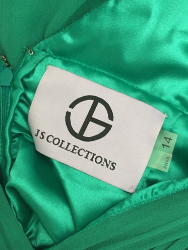 JS Collections Women's Maxi Dress Size 18 Green Plunge V-Neck Beaded Zip New F1 - Picture 10 of 17