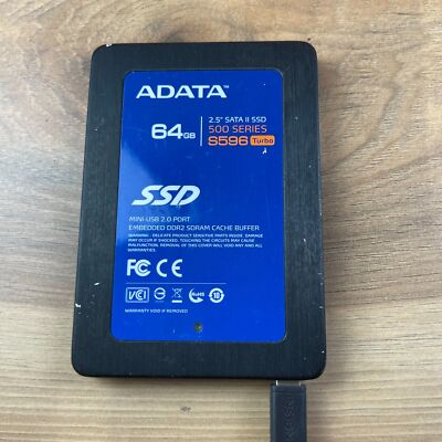 Adata SSDS596TURBO64G 2.5'' 64GB SATA II Mini USB 2.0 Laptop Solid State Drive