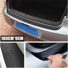 Black Carbon Fiber Car Rear Bumper Trunk Protector Corner Trim Sticker 1M x 9CM