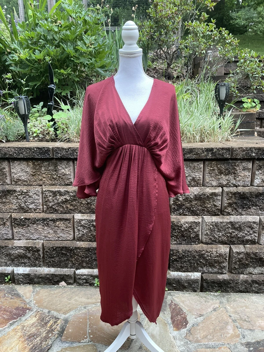 Burgundy kimono dress cheap