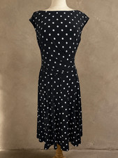 Lauren Ralph Lauren Size 8 Polka Dot A-Line Ruched Knee-Length Dress