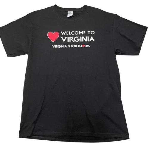Welcome To Virginia is for Lovers Souvenir Black Graphic T-Shirt Size Large