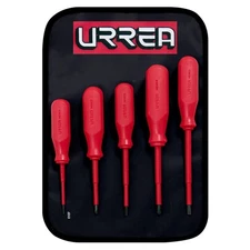 URREA Insulated 1000V Slotted & Phillips Screwdriver Set - 5-Piece Mixed Driv...
