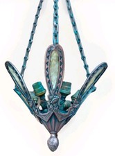 Original Art-Deco Chandelier, Circa 1920-30, Cast Brass/Bronze.