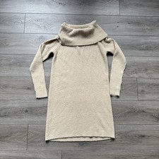 Halogen Womans Sweater Dress Small Ribbed Cowl Neck Cozy Tan Winter Classic