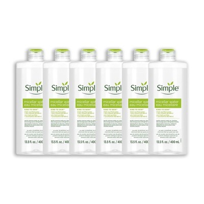 Simple Kind to Skin Micellar Cleansing Water 13.5oz/400ml-FREE SHIPPING-6 PACK