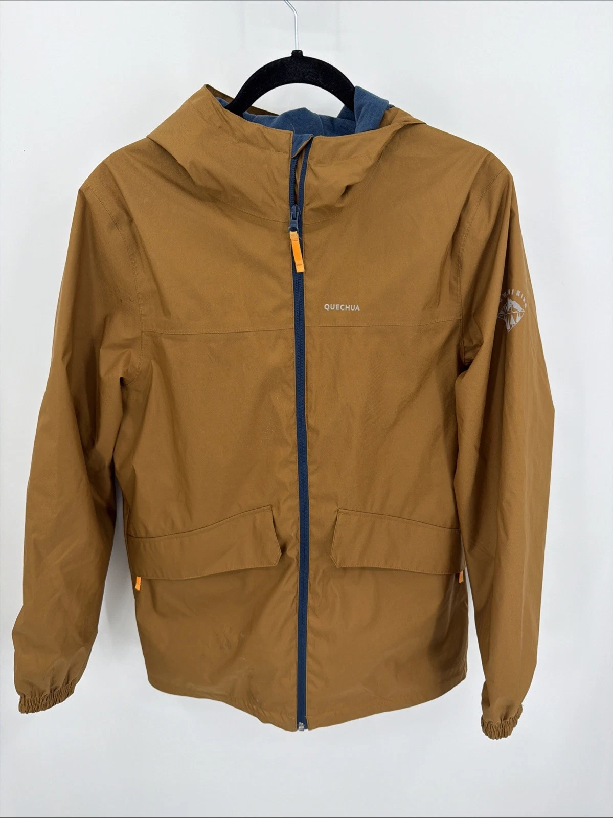 Decathlon Quechua Windbreaker Snow Hiking Hooded Jacket Brown 14-15 Size S/M