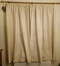 Lined Waffle Pencil Pleat Curtains with Tie Backs Cream 66 x 72