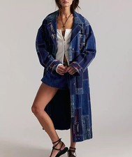Free People Open Studio Duster Patchwork Boho Chic Festival Jacket Womens M L