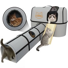 Pet 4-in-1 Cat Tunnel, Carrier, House  Scratcher   Detachable and Combinable...