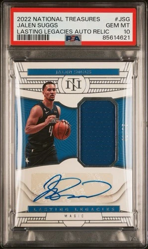 2022 National Treasures Jalen Suggs Game Worn Patch Auto /75 SSP PSA 10