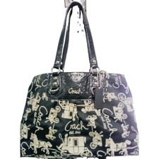 Sac bandoulière neuf Coach Ashley cheval et calèche noir et crème femme