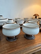 2 X Vintage Denby Potters Rusty Wheel Footed Dessert Bowls