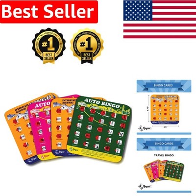 Portable 4-Pack Bingo Game Set with Sliding Windows - Classic Interstate Theme