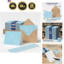 100 Pack Thank You Cards With Envelopes Bulk Set  Stickers - 4x6 inch Blank ...