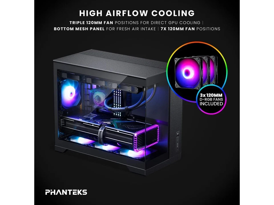 Phanteks XT V3, Compact Micro-ATX Gaming Chassis, Tempered Glass Front & Side, - Image 3 of 4