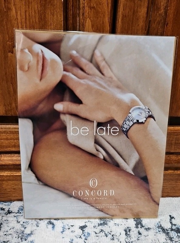 Vintage Concord Watch Be Late Magazine Ad Print Art Wall Decor