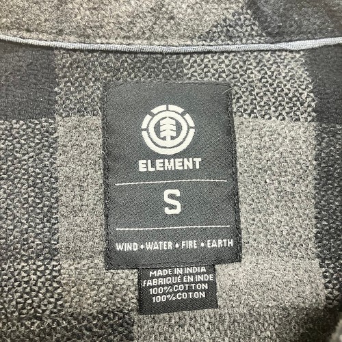 Element Flannel Shirt Mens Size S Heavy Cotton Plaid Check Skateboard Gray Black - Picture 3 of 13