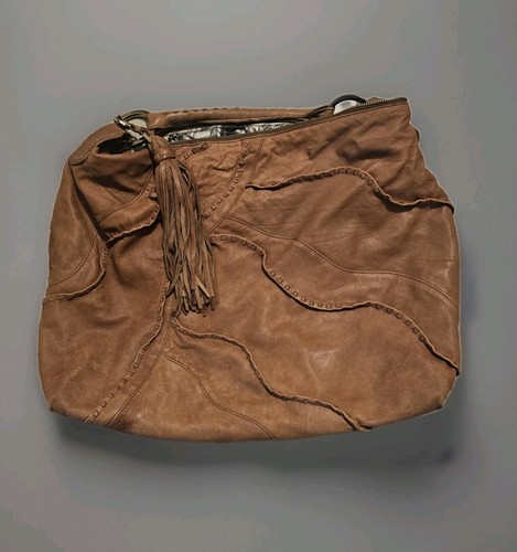 Junior Drake Soft Leather Patchwork Design Lg Hobo Bag Tassel