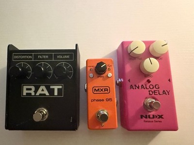 Pro Co Rat MXR Phase 95 Phaser NUX Delay Pedal Board Lot Of 3 Kurt Nirvana