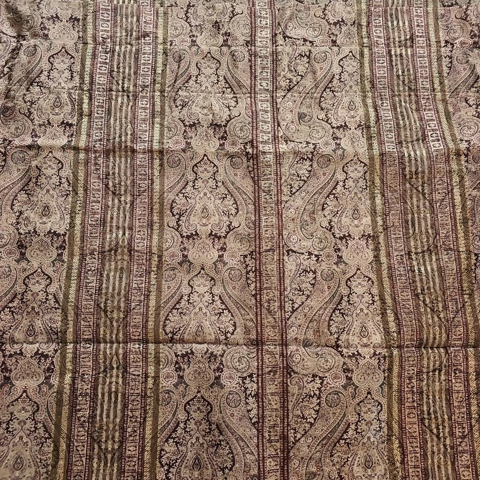 2 Croscill Tangier Paisley Damask Curtain Panels Gold Brown Lined 40x86 Weighted - Image 2 of 4