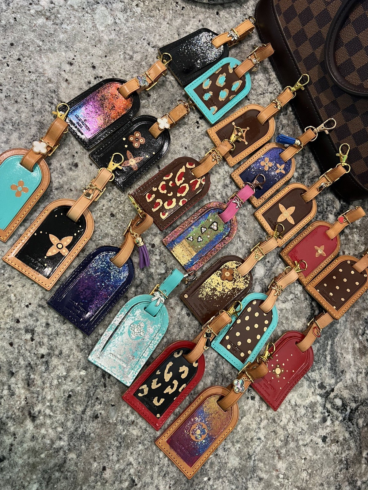 Preloved LOUIS VUITTON Vachetta purse Luggage Tag  Hand Painted Charm thumbnail 3