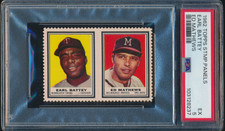 1962 Topps Stamp Panels Earl Battey Ed Mathews HOF Twins, Braves PSA 5 CENTERED
