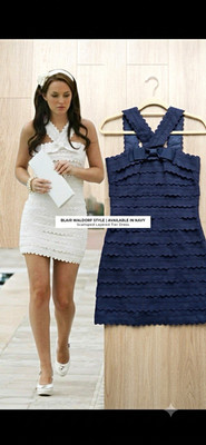 Seen on Gossip Girl! Marc by Marc Jacobs Navy Bodycon Mini Dress Scalloped