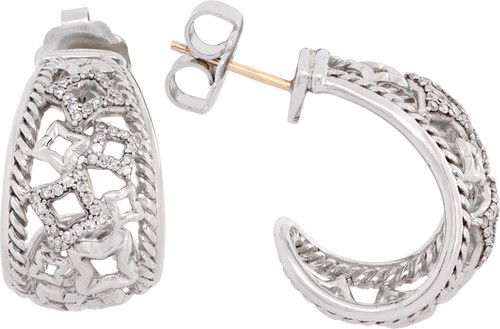 David Yurman Quatrefoil earrings in sterling silver with diamonds - Picture 3 of 11