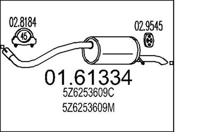 Endschalldämpfer Nachschalldämpfer MTS 01.61334 für VW FOX 5Z1 5Z3 5Z4 5Z5