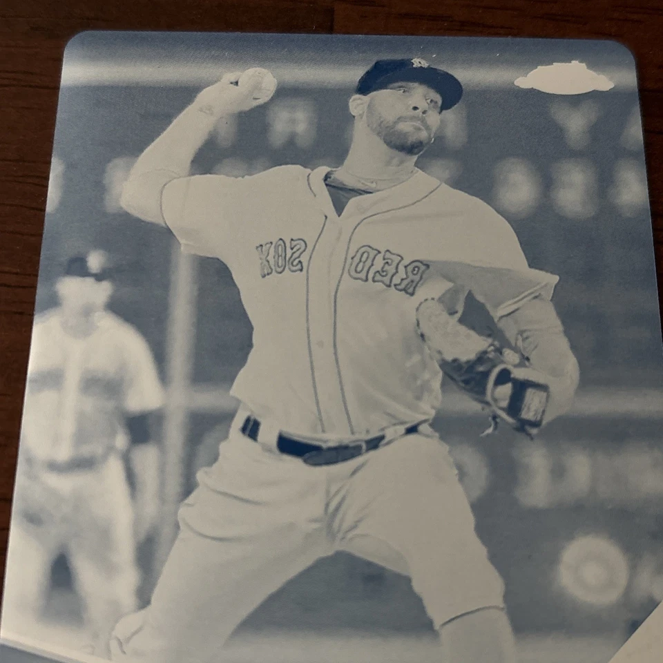 Placa de impresión cian 2017 Topps cromada David Price Boston Red Sox 1/1 Foto 2 de 4