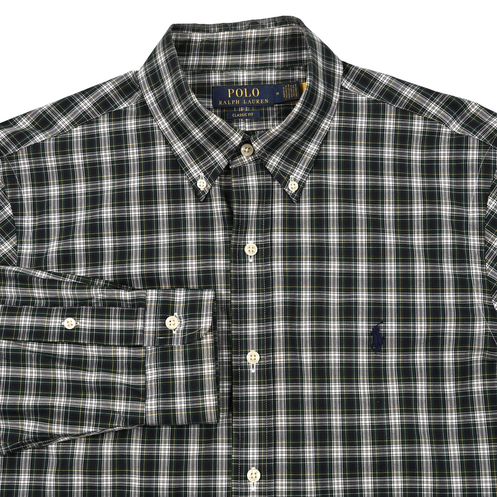 Polo Ralph Lauren Shirt Mens Medium Plaid Classic Fit L/S Performance Preppy