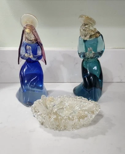 3 Murano Art Glass Nativity Set Figurines