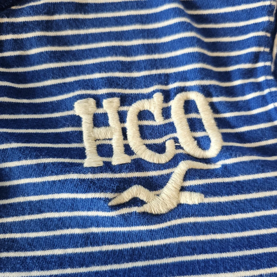 Y2k Hollister Men's L Blue & White Stripe Shirt Preppy 100% Cotton - Image 4 of 4