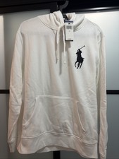 Mens White Polo Ralph Lauren Big Polo Hoodie Sweatshirt New NWT - L