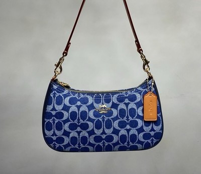 Coach Handtasche Blau Monogram In Denim Aesthetic, Damen, Vintage