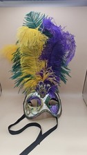 Venetian Hand Painted Masquerade Mask Venice Feathers