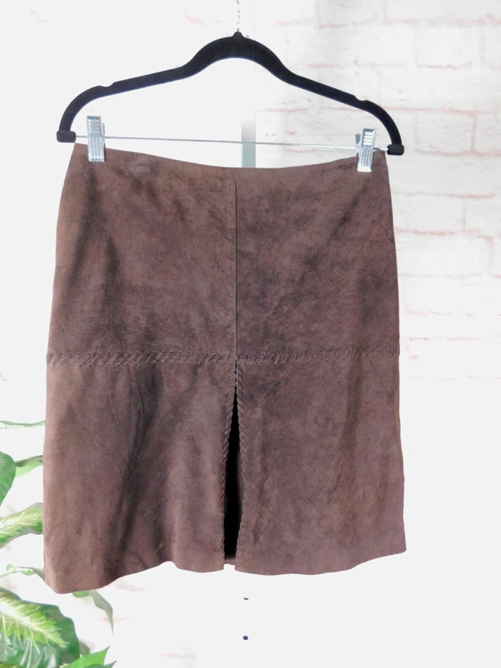 Minifalda boho marrón gamuza Worth 6 cuero Foto 2 de 4