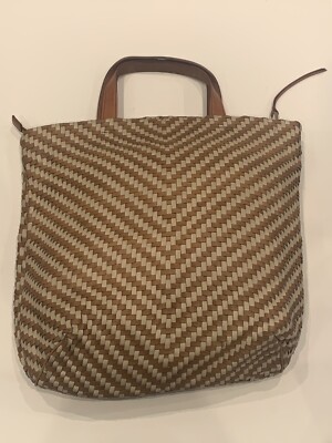 Christopher Kon Woven Tote - Tan/Cream