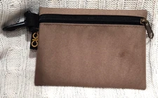 CLC Custom Leathercraft Beige Zip Bag Pouch With Black Plastic Clip 5" x 7"