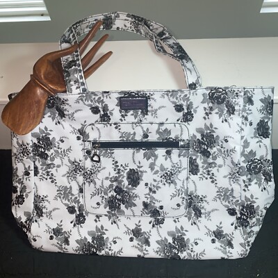 Bella Russo BLK & White Large Tote Reversible Floral Polka Dots NWOT  WOWEE