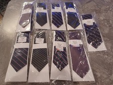 Clip On Polyester Ties- Huge Lot of 9 Brand New, Sealed- 6 Clip On 3 Regular