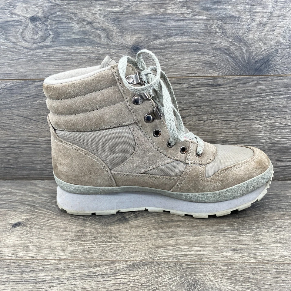 L.L Bean Thinsulate кожи замши шнурует вверх Hi верхний след загрузки серо-коричневый женский размер 8 - Изображение 4 из 4