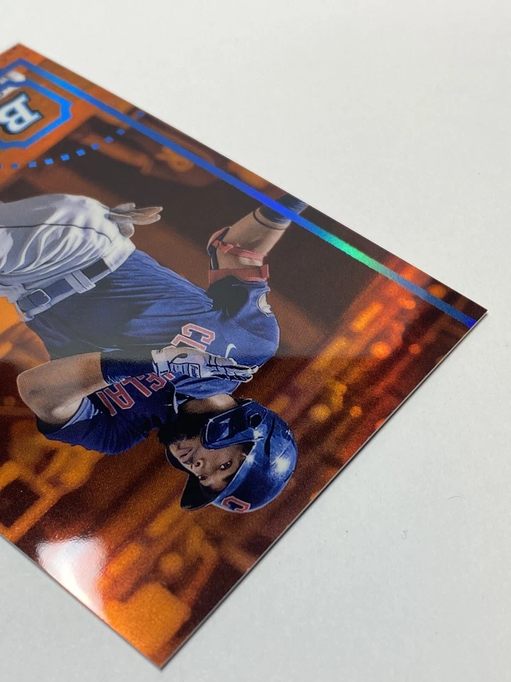 2022 Bowman Heritage Chrome Orange Refractor SP #’d/25 George Valera Guardians - Image 3 of 4