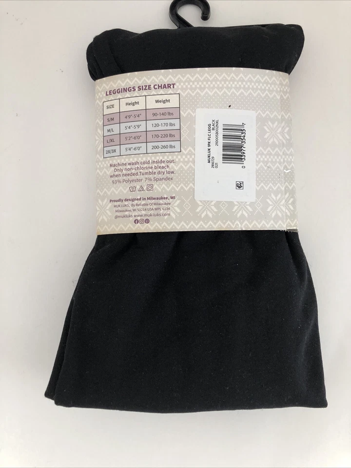 Muk Luks Fleece Lined Leggings Size 2X/3X Black NEW - Image 4 of 4